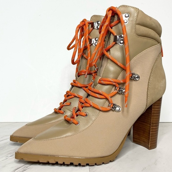 New! Steve Madden Karey Tan Lace Up Heeled Ankle Boot 11M - Picture 1 of 14